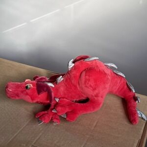 2005 Manhattan Toy Dragon Plush Red Silver Soft Stuffed Animal Toy 12 in EUC